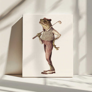 Tablou canvas „Frog In Vintage Golf Attire” de Mike Koubou