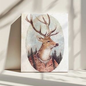 Tablou canvas „Deer In A Rustic Outfit” de Mike Koubou