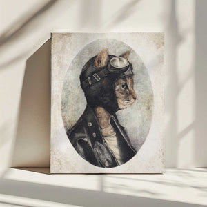 Tablou canvas „Stylish Cat Wearing A Leather Jacket” de Mike Koubou