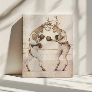 Tablou canvas „Deer Fight Vintage Style” de Mike Koubou