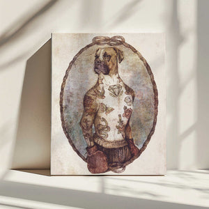 Tablou canvas „Tattooed Boxer Pup” de Mike Koubou