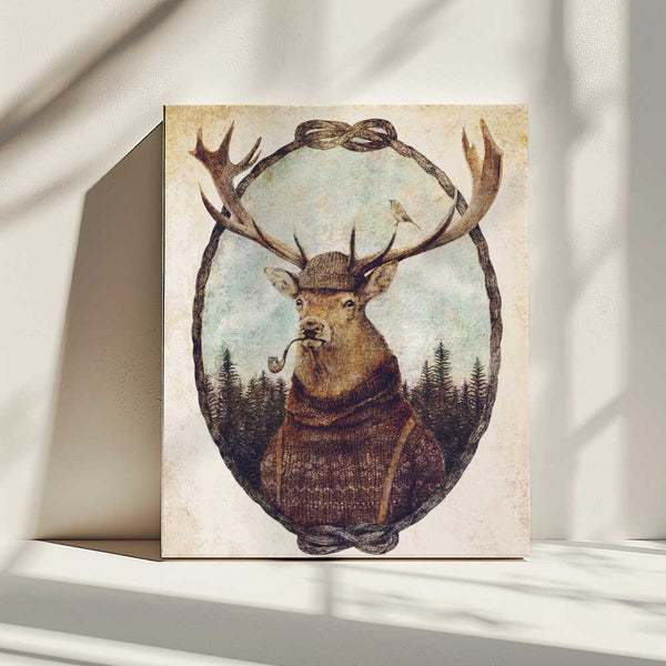 Tablou canvas „Deer Dressed In Cozy Attire” de Mike Koubou