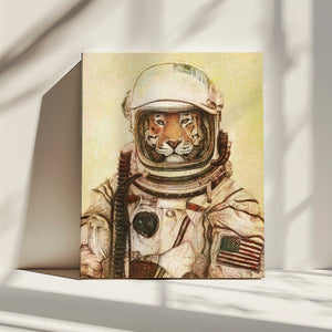 Tablou canvas „Tiger In A Vintage Astronaut Suit” de Mike Koubou