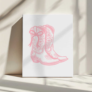 Tablou canvas „Pink Cowgirl Boots with Bow” de Jolly and Dash
