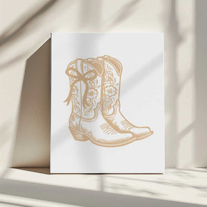 Tablou canvas „Neutral Cowgirl Boots with Bow” de Jolly and Dash