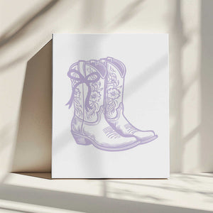 Tablou canvas „Purple Cowgirl Boots with Bow” de Jolly and Dash