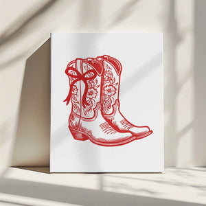 Tablou canvas „Red Cowgirl Boots with Bow” de Jolly and Dash