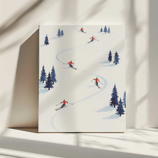 Tablou canvas „Five Skiers” de Andreas Magnusson