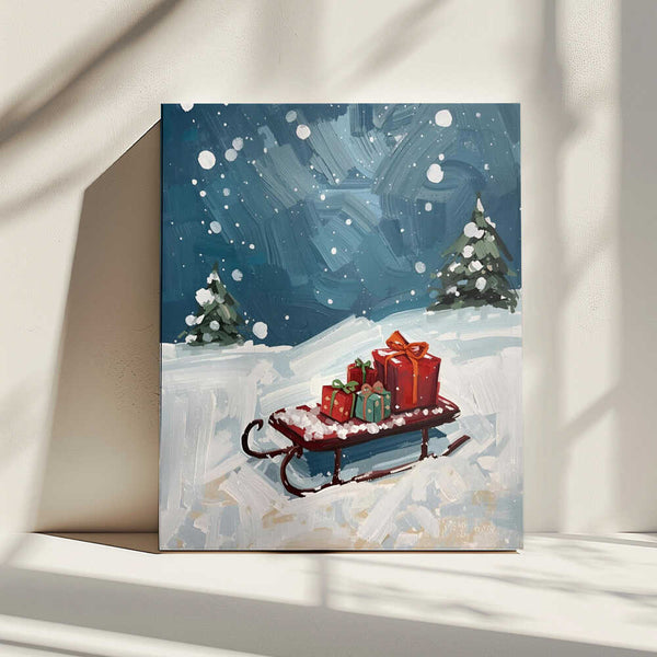 Tablou canvas „Schlitten mit Geschenken” de Ohkimiko