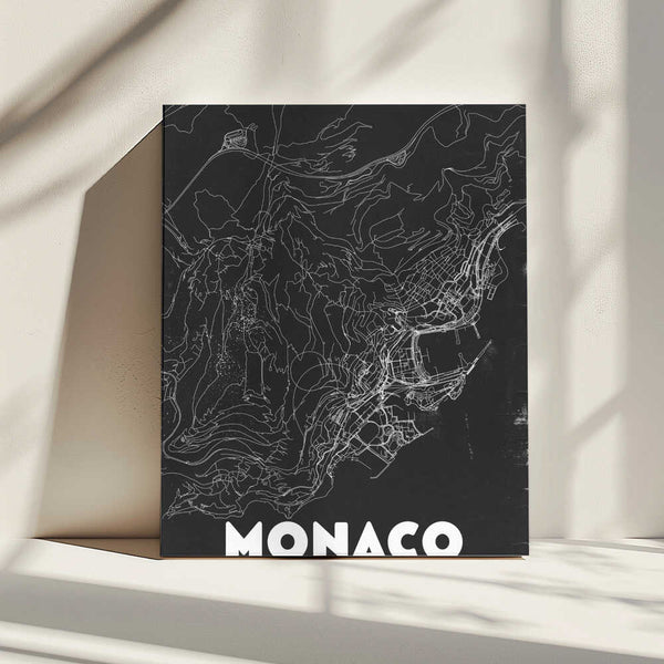 Tablou canvas „Monaco Vintage Travel Map” de Nicholas