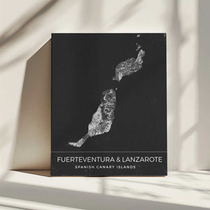 Tablou canvas „Fuerteventura &amp; Lanzarote, Spanish Canary Islands Map” de Nicholas