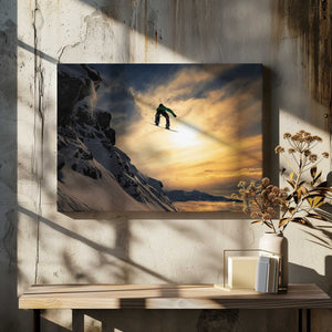 Tablou canvas „Sunset Snowboarding” de Jakob Sanne