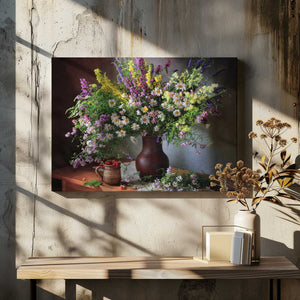 Tablou canvas „Still life with wildflowers and berries” de Tatyana Skorokhod