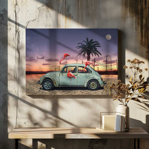 Tablou canvas „Flamingos Ate My Car” de Christian MARCEL