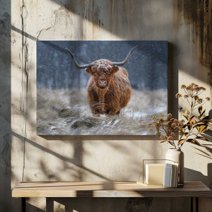 Tablou canvas „Snowy Highland cow” de Richard Guijt