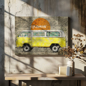 Tablou canvas „volkswagen vw combi yellow” de Lembayung senja studio [Vintage Poster]