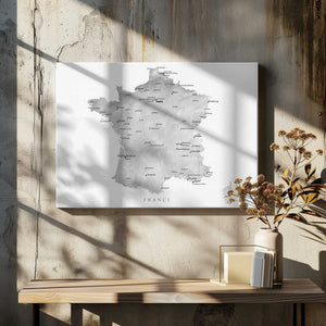 Tablou canvas „Gray map of France” de Rosana Laiz Blursbyai