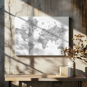Tablou canvas „Jimmy world map in Spanish” de Rosana Laiz Blursbyai