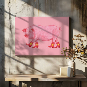 Tablou canvas „Marjorie the Cowgirl Pig” de Anyone Can Yeehaw