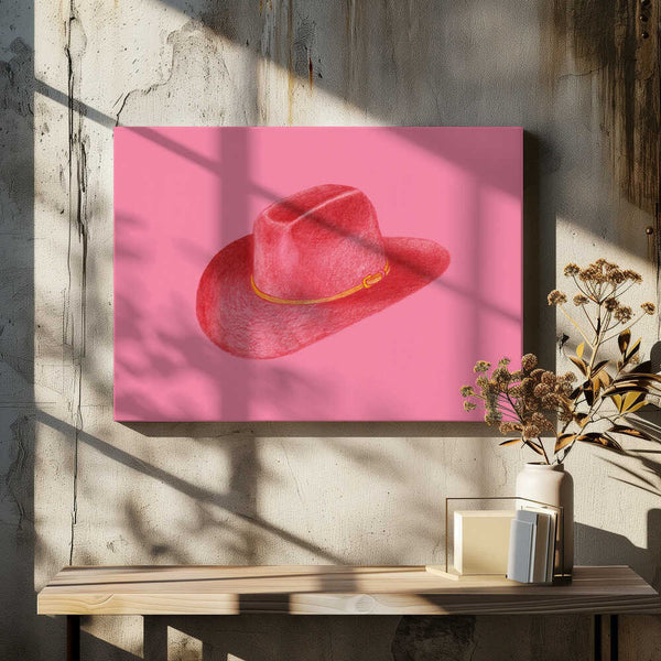 Tablou canvas „Red Stetson On Pink” de Anyone Can Yeehaw