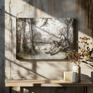 Tablou canvas „READING UNDER A TREE” de Mike Koubou