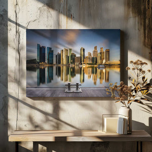 Tablou canvas „Golden Morning in SIngapore” de Zexsen Xie