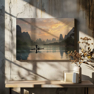 Tablou canvas „Golden Li River” de Yan Zhang