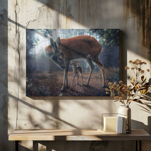 Tablou canvas „Mother and Fawn” de John Wilhelm