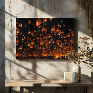 Tablou canvas „Floating Lanterns” de Vichaya