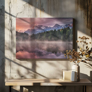 Tablou canvas „Sunrise at the Lake” de Andreas Wonisch