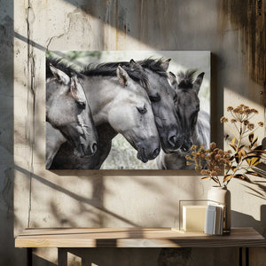 Tablou canvas „Four Konik Horses” de Jaap van den Helm