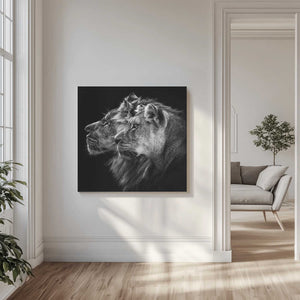 Tablou canvas „Lion and  lioness portrait” de Laurent Lothare Dambreville