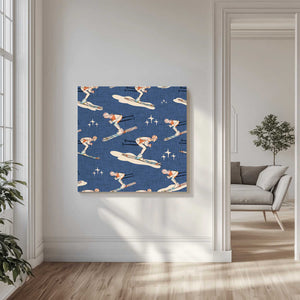 Tablou canvas „Winter Sports   Retro Vintage Ski Blue” de Susana Costa