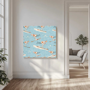 Tablou canvas „Winter Sports   Retro Vintage Ski light Blue” de Susana Costa