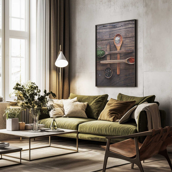 Tablou înramat „Wooden Spoons With Colorful Spices” de Karina Aleksandrova