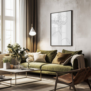 Tablou înramat „Peony Lines” de Pictufy Studio II