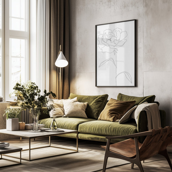 Tablou înramat „Peony Lines” de Pictufy Studio II