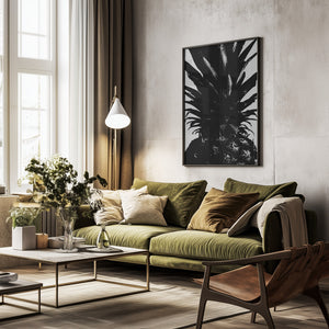 Tablou înramat „Pineapple bw” de Pictufy Studio III