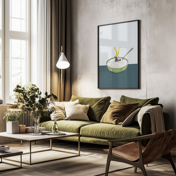 Tablou înramat „Yoga in my yogurt” de Maarten Léon