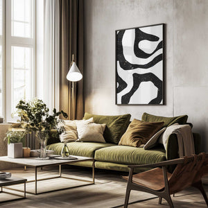 Tablou înramat „Organic Black Forms with Speckled Patterns” de uplusmestudio