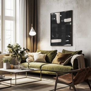 Tablou înramat „Monochrome Brushstrokes” de uplusmestudio