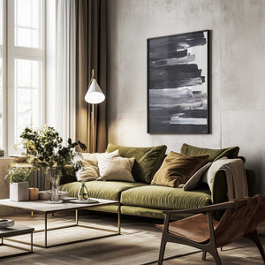 Tablou înramat „Monochrome Brushstrokes” de uplusmestudio