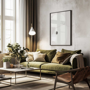 Tablou înramat „Minimalist Beige and White Geometric Shapes” de uplusmestudio
