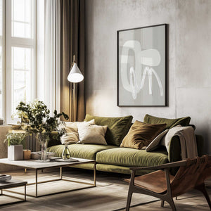 Tablou înramat „Flowing Curves and Shapes in Neutral Tones” de uplusmestudio