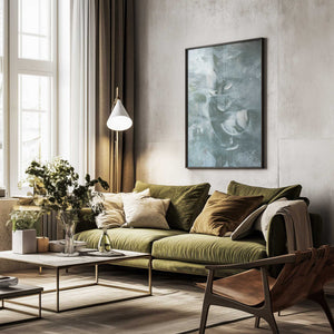 Tablou înramat „Green and White Acrylic” de uplusmestudio