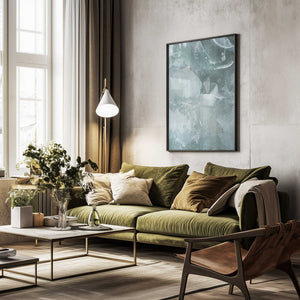 Tablou înramat „Green and White Acrylic” de uplusmestudio