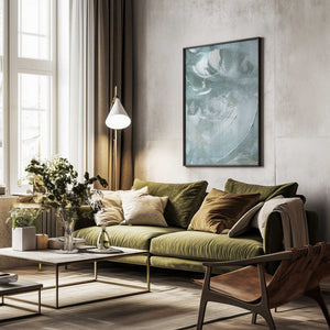 Tablou înramat „Green and White Acrylic” de uplusmestudio