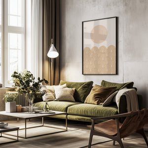 Tablou înramat „Golden Sun Waves” de THE MIUUS STUDIO