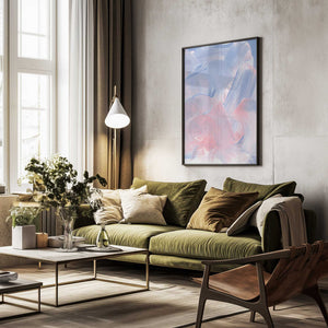 Tablou înramat „Pastel Brushstrokes In Blue And Pink Hues” de uplusmestudio