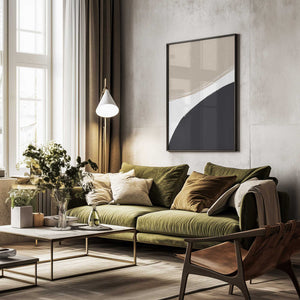 Tablou înramat „Beige And Black Organic Shapes” de uplusmestudio